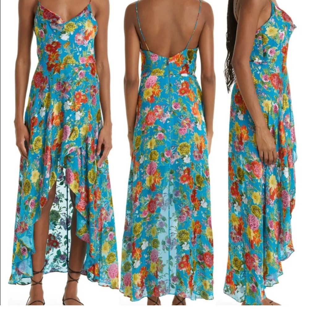 Alice + Olivia Blue Floral High Low Dress